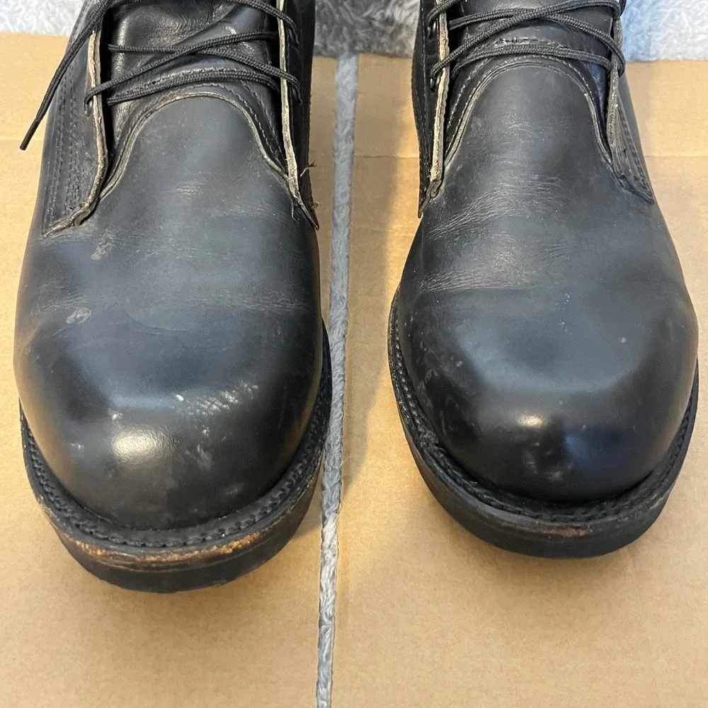 Vintage US Military Combat Boots Black Leather Lace Up 1987 Size 9.5 D‎